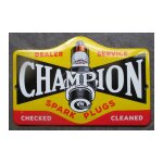 Mini plaque emaille blason champion bougie 12x8 cm tole email garage
