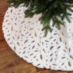 Morceau de peluche dcorative de nol plumes dores blanc 90 cm