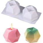 Moule a bougie, moules a bougie en cube de diamant a 2 cavits, moule a bougie en silicone cube 3d, pour ...