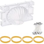 Moule a bougie moule en forme de coquille avec 10 pi�ces m�ches de bougie moule en plastique, pour savon ...