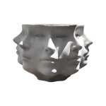 Moule a vase de style abstrait, pot de fleurs multi - facettes, blanc