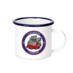 Mug email moteur flathead forever tasse emaill�e 2 logos