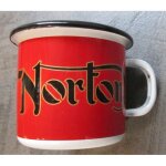 Mug norton rouge email tasse a caf� emaill�e moto retro