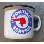 Mug pontiac service en email tasse a caf� emaill�e logo bleu