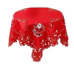 Nappe brode de nol, linge de table rond evid, pour restaurant a manger xams party ba