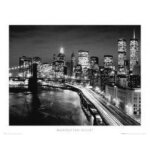 New york - manhattan - night - n&b - affiche / poster envoi en tube
