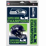 Nfl lot de 3 autocollants 20x15cm - seattle seahawks sb lv