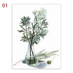Nordique minimaliste toile peinture verre bouteille vert plante feuille affiche moderne dcor a la maison ...