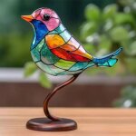 Oiseaux colors colors a double face sur branche, ornements de bureau, forme d'animaux, artisanat d'art ...