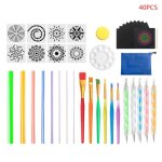 Outils de pointage mandala pour peinture de pierres de roche, stylo, pochoir, brosse x7yd, 25 pices ...