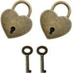 Pack de 2 en forme de coeur cadenas avec clé mini vintage amour cadenas pour valise, bagages, casiers, ... Pack de 2 en forme de coeur cadenas avec clé mini vintage amour cadenas pour valise, bagages, casiers, ...