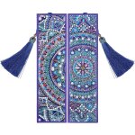 (pack de 2) kit de signets de broderie de diamant avec gland en cuir, mandala de bricolage 5d
