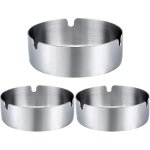Pack de 3 cendriers a cigares plateau de table rond en acier inoxydable Pack de 3 cendriers a cigares plateau de table rond en acier inoxydable