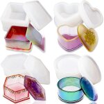 Pack 4 boîte résine moules boîte a bijoux moules coeur en forme / hexagone / rond et carré epoxy moules ... Pack 4 boîte résine moules boîte a bijoux moules coeur en forme / hexagone / rond et carré epoxy moules ...