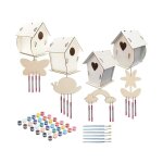 Pack de 4 maison d'oiseau 4 pack carillon eolien kits arts et artisanat en bois pour enfant a construire ...
