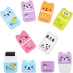 Pack de 6 gommes mignonnes, rouleaux sur le thme des animaux de dessin anim, gommes rectangulaires ...