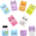 Pack de 6 gommes mignonnes, rouleaux sur le thme des animaux de dessins anims, gommes rectangulaires ...
