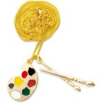 Palette de couleurs pinceau chaîne collier 60cm palette peinture artiste or Palette de couleurs pinceau chaîne collier 60cm palette peinture artiste or