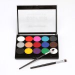 Palette de maquillage 15 couleurs avec 2 pinceaux et 4 pochoirs, peinture faciale non toxique pour enfants, ...