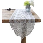 Paquet de 2 coton crochet dentelle rectangulaire chemin de table commode echarpe napperons (blanc sans ...