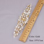 Patch de couture sur l'?paule pour v?tements de mari?e, d?coration, perle, cristal clair, diamant, strass, ...