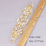 Patch de couture sur l'?paule pour v?tements de mari?e, d?coration, perle, cristal clair, diamant, strass, ...