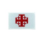 Patch ecusson brode backpack drapeau croix de jerusalem templier croisade blanc