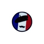 Patch ecusson brode thermocollant badge drapeau france moustache broderie