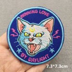 Patch thermoadhsif brod avec visage de chat pour vtements, autocollants de couture, dessin, animal ...