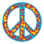 Peace love logo autocollant sticker adhesif - taille : 12 cm