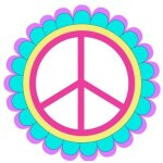 Peace love logo2 autocollant sticker adhesif - taille : 12 cm