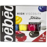 Pbo - studio acrylics pack primaires 5 tubes 100ml - kit tubes de peinture acrylique et pinceau ¿ ...