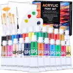 Peinture acrylique, 33 tubes de peinture acrylique avec 24 x 12ml de pigment acrylique + 5 pinceaux + ...