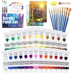 Peinture acrylique, 41 kit de peinture acrylique, comprenant 24 x 12ml de pigment acrylique + 11 pinceaux ...