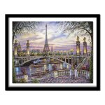 Peinture diamant th�me  tour de fer de paris , broderie paysage 5d, points de croix, perceuse compl�te, ...