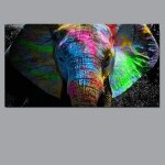 Peinture a l'huile sur toile d'lphants africains, paysage animalier, affiche pop art et impression, ...