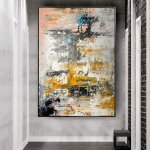 Peinture a l'huile sur toile avec graffiti, faite a la main, peinture murale abstraite, décoration nordique ... Peinture a l'huile sur toile avec graffiti, faite a la main, peinture murale abstraite, décoration nordique ...
