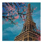 Peinture a l'huile sur toile et imprims, tableau abstrait de la tour eiffel de paris sans cadre?40x40cm ...