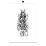 Peinture murale anatomie noire et blanche squelette, doigts muscle ¿il toile d'art, peinture nordique ...