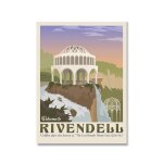 Peinture murale en toile avec illustration de la terre du milieu, paysage de voyage nordique r�tro, affiche ...