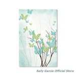 Peinture de plantes vertes a l'aquarelle, mignon papillon libellule pour salon, affiche imprime sur ...