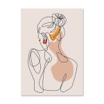 Peinture sur toile abstraite a ligne unique, affiche de corps et dos de fille, dcoration murale imprime, ...