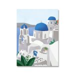 Peinture sur toile d'art mural oc�an, illustrations d'�t�, santorini, gr�ce, affiche de voyage, paysage ...