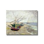 Peinture sur toile de bateaux de pêche sur la plage, affiche de paysage marin et tableau d'art mural ... Peinture sur toile de bateaux de pêche sur la plage, affiche de paysage marin et tableau d'art mural ...
