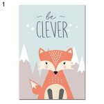 Peinture sur toile avec dessin anim, renard, hibou, cerf, nordique, affiche d'art mural imprime, image ...