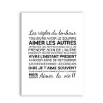 Peinture sur toile franaise moderne minimaliste avec les rgles du bonheur, citation sans cadre?40x40cm ...