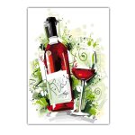 Peinture sur toile avec graffiti nordique, art de la mode, couleur abstraite, bouteille de vin, affiche ...