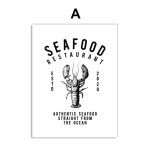 Peinture sur toile murale avec homard, seiche, crabe, poisson, affiches et imprims nordiques, dcor ...