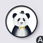 Peinture sur toile ronde dcorative, affiches de salon, dessin anim animes panda chat avec lunettes ...