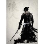 Peinture sur toile de samoura japonais moderne, affiche d'art mural et imprims, images murales nordiques ...